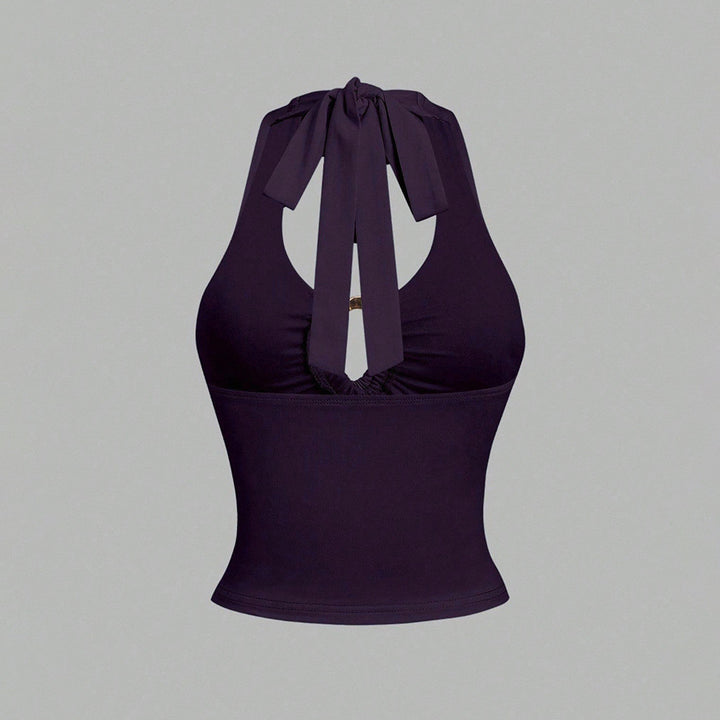 Top court pour femmes avec un design halter à la mode et une bande de lien chic Levoire