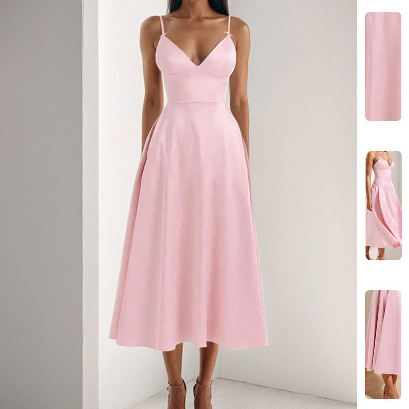 Robe maxi élégante pour femmes avec décolleté en V et jupe fluide Levoire
