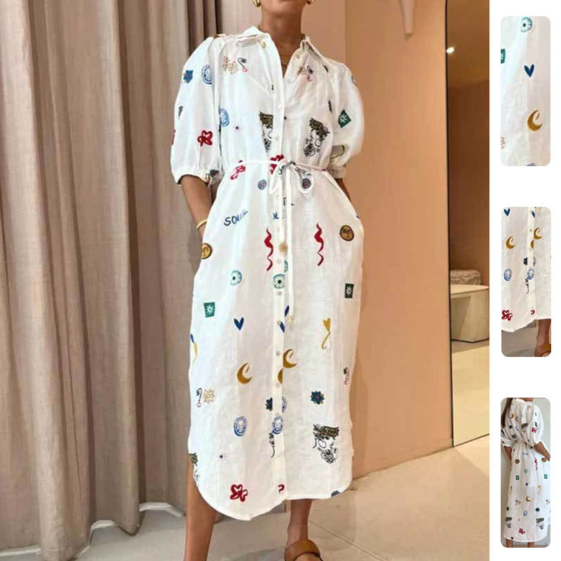 Robe d'été pour femme avec design d'embroidery coloré Levoire