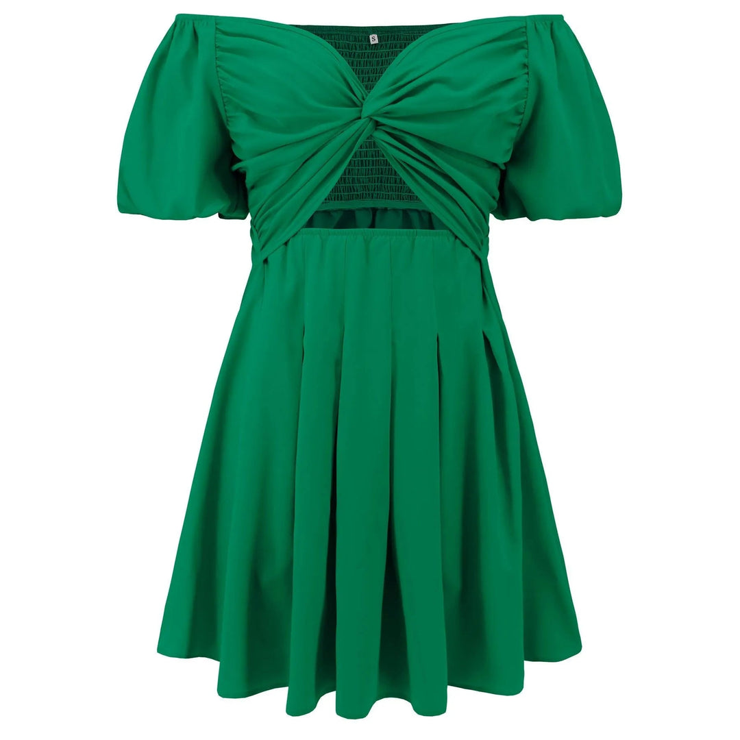 Levoire | Robe plissée sexy avec des manches bouffantes et sans bretelles