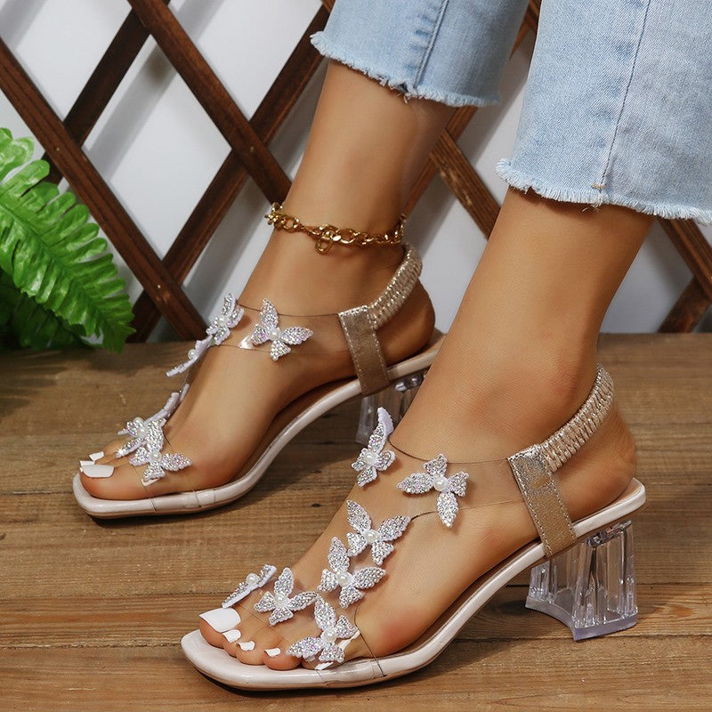 Levoire | Sandale Rentos Avec Des Détails Floraux Et Un Haut Talon Doux Pour Femmes Ou