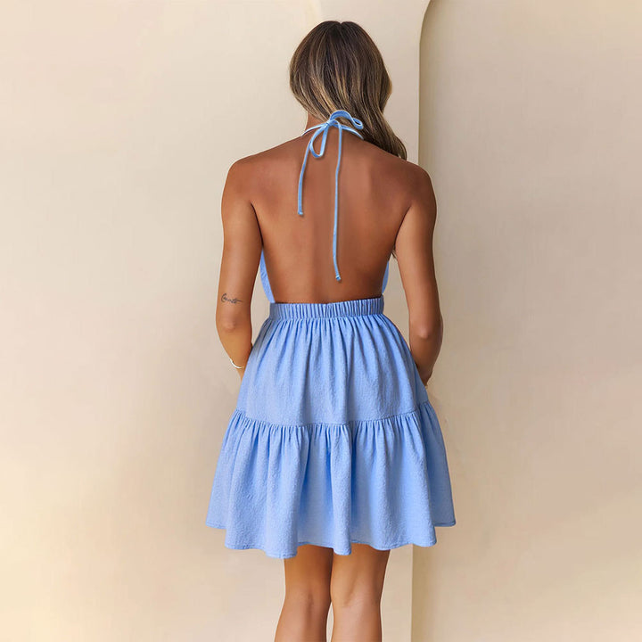 Robe à dos nu pour femme avec un ourlet en volants ludique Levoire