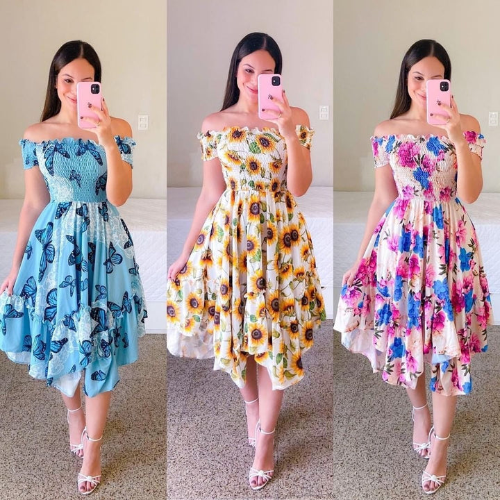 Levoire | Robe mi-longue sans manches élégante avec imprimé