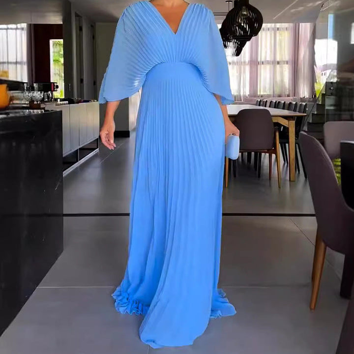 Levoire | Vibrantes Plissé Maxi Robe Bleu clair