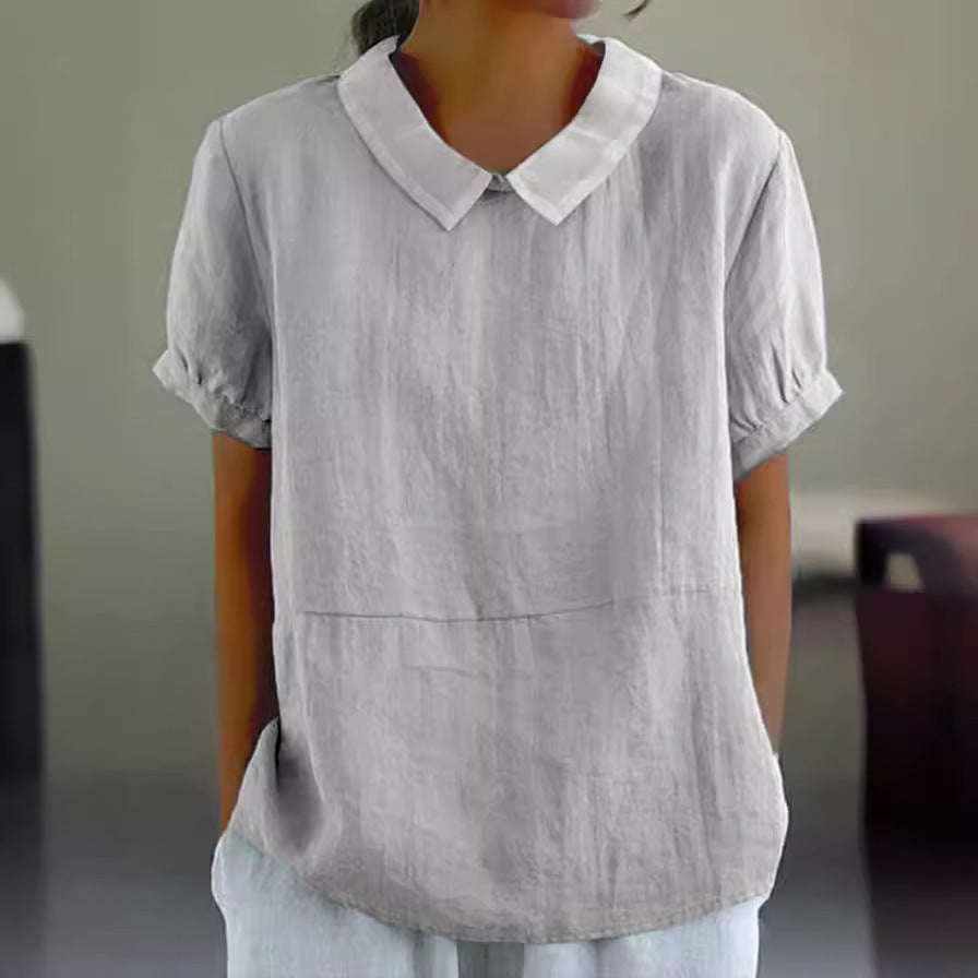 Levoire | Chemisier Court Classique Pour Femmes Gris clair