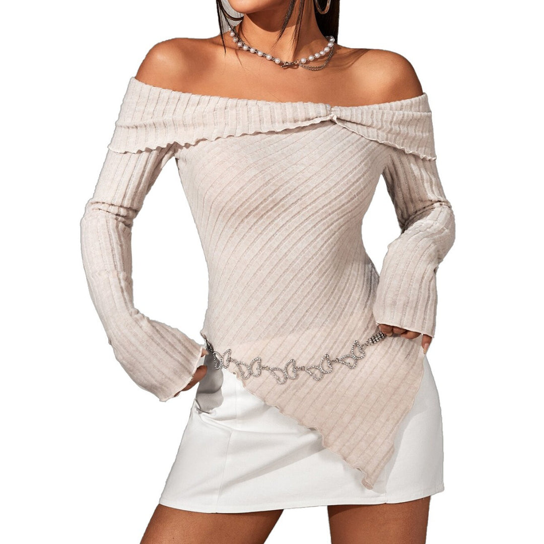 Haut off-shoulder pour femmes avec des détails de volants décoratifs et un nœud à la mode Levoire