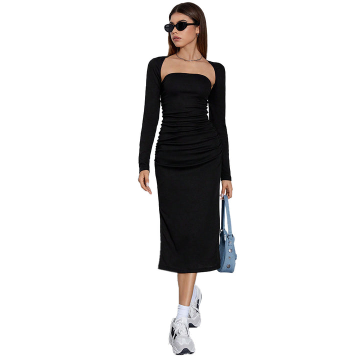 Robe maxi élégante pour femmes avec fronces et fente sur le côté Levoire