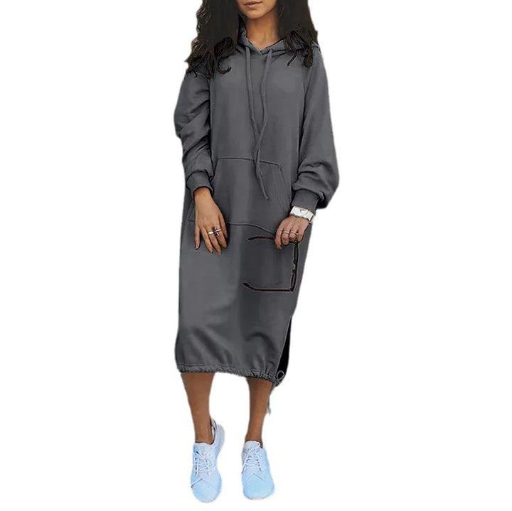 Robe sweat à capuche pour femmes avec poches latérales et ourlet réglable Levoire