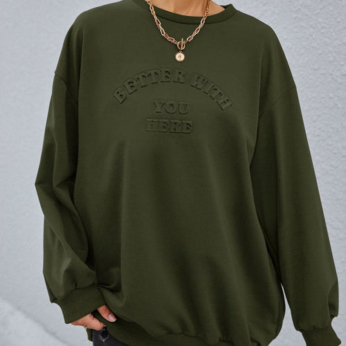 Sweatshirt décontracté pour femmes avec lettrage en relief Levoire