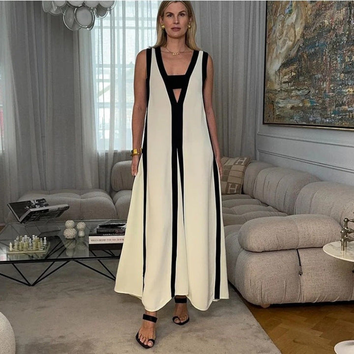 Levoire | Robe Longue Bicolore À Décolleté En V