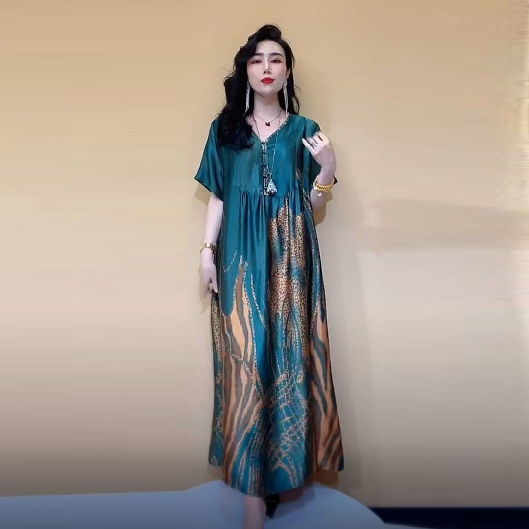 Levoire | Robe imprimée motif d'été combinée jupe longue 8397