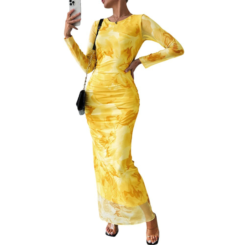 Robe maxi élégante pour femmes avec motif floral et coupe longue Levoire