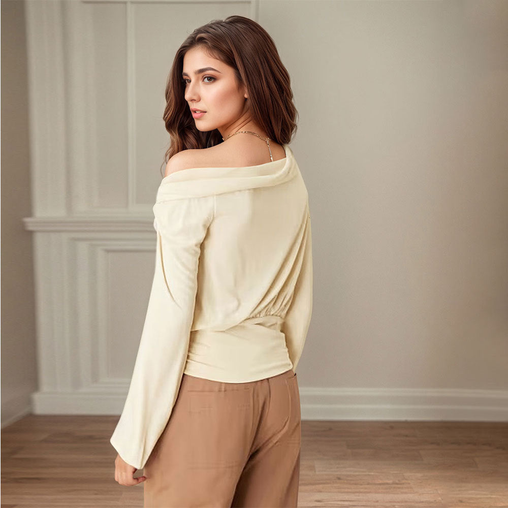 Haut élégant pour femmes à épaules dénudées avec design drapé et fronces Levoire
