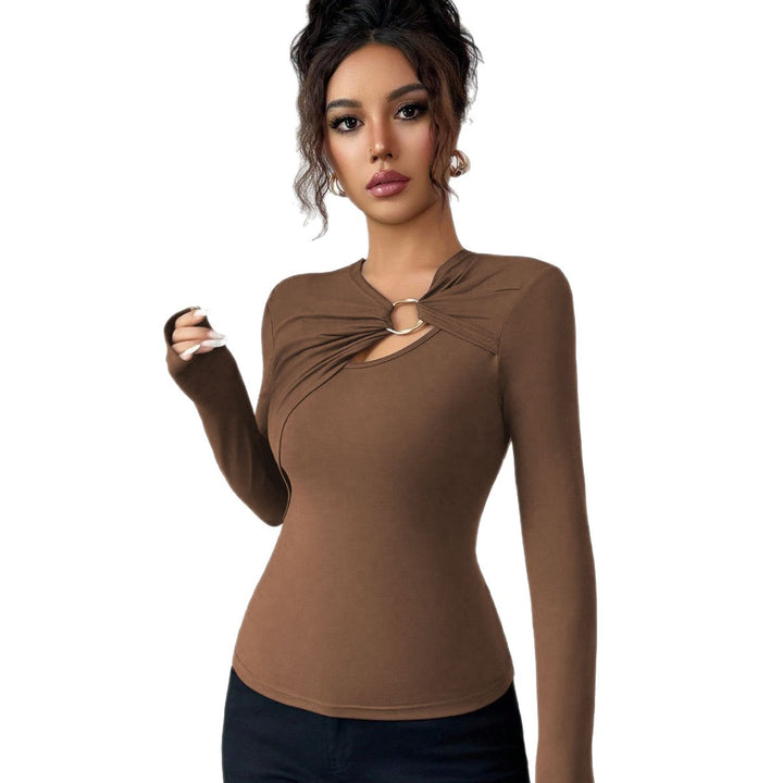 Bodysuit pour femmes avec détail de lien décoratif et décolleté rond tendance Levoire