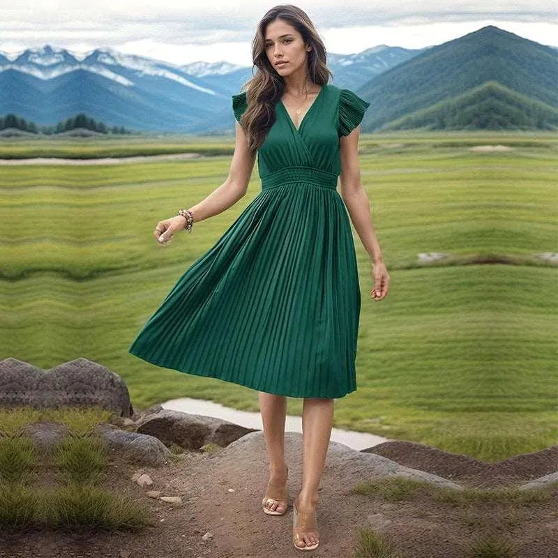 Levoire | Robe décontractée femme avec décolleté en V Vert