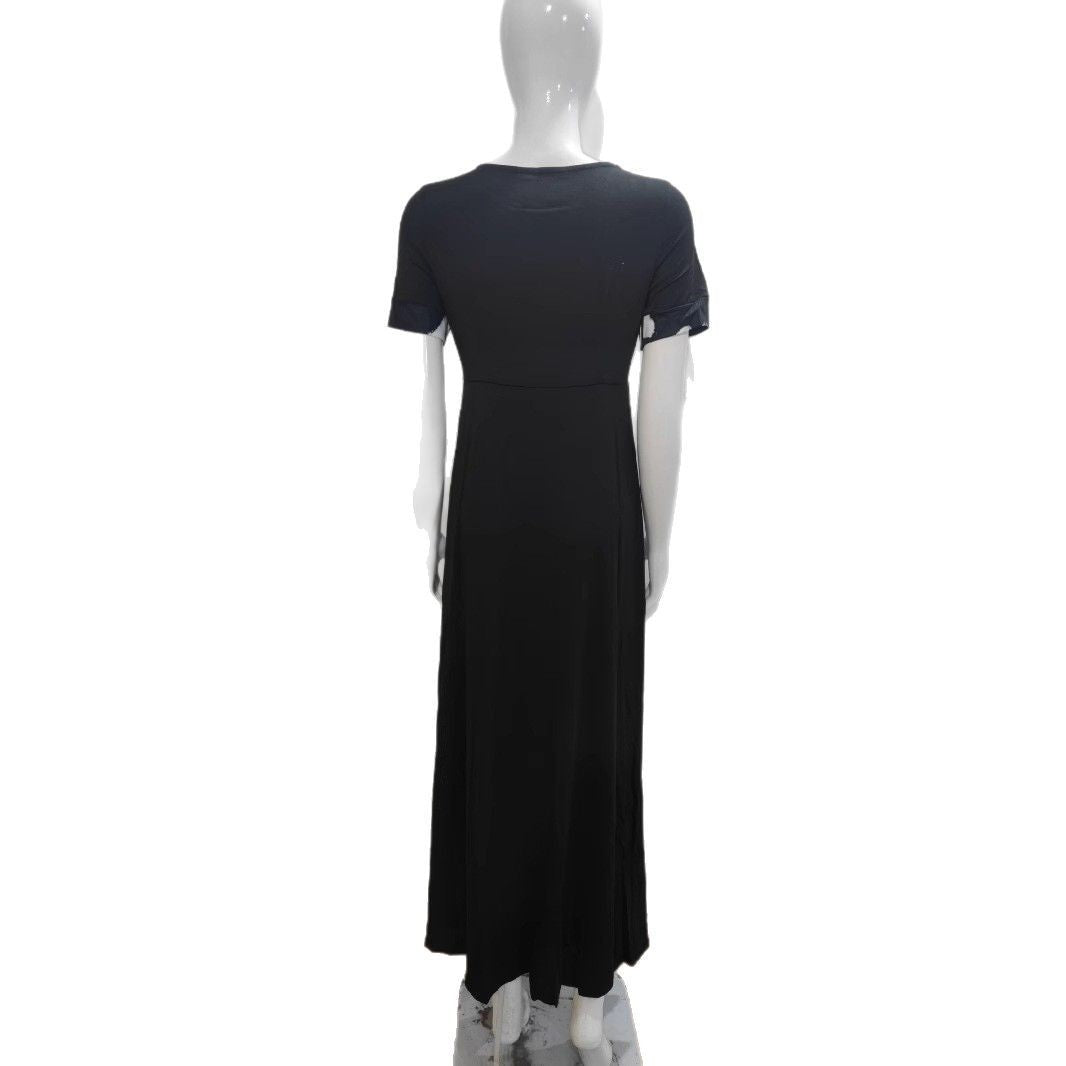 Levoire | Robe longue à encolure ronde à mi-taille avec grande jupe tendance