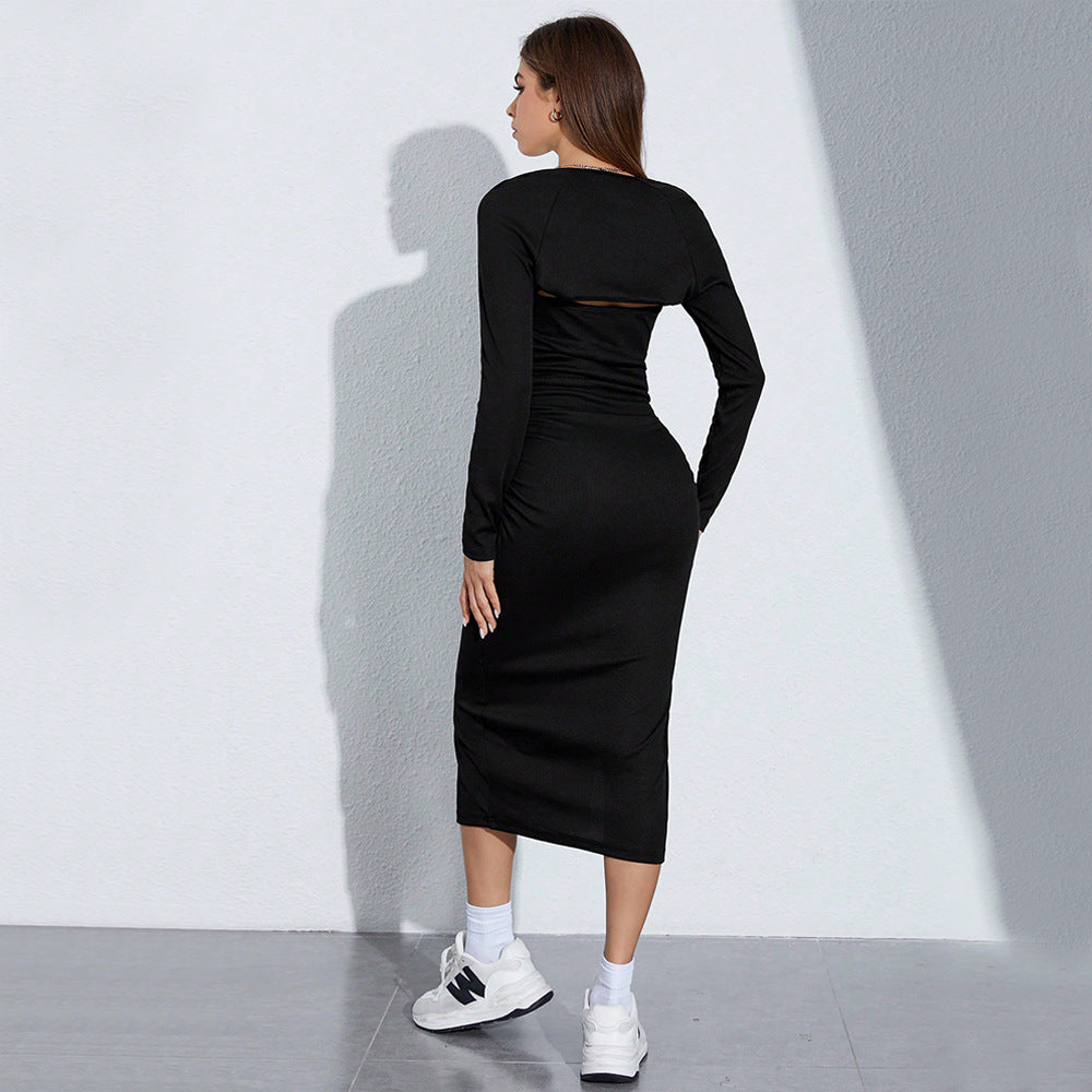 Levoire | Robe longue à manches longues sans bretelles élégante à deux pièces