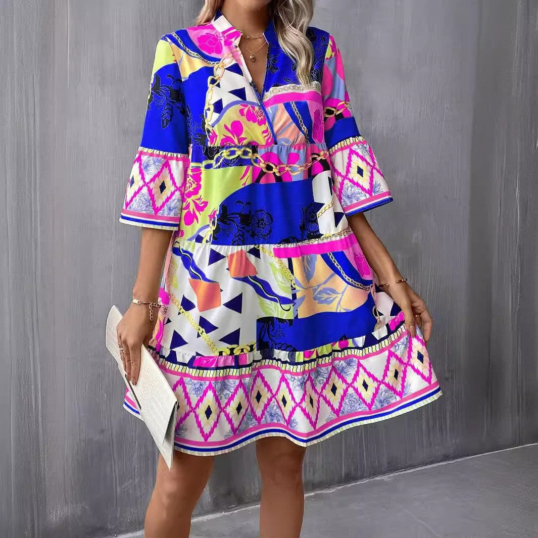 Levoire | Élégante robe-blouse à volants à manches cinq points