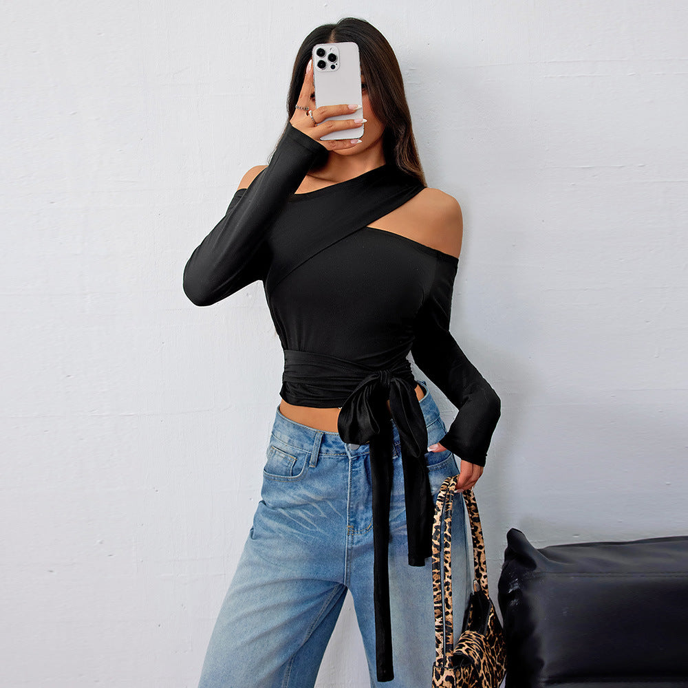 Top asymétrique à envelopper pour femmes avec un design élégant de halter et un rassemblement élégant Levoire