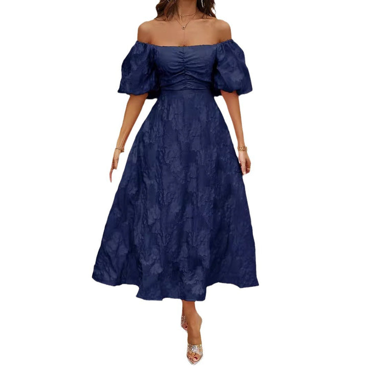 Robe Maxi A-Line pour Femmes avec Manches Bouffantes Volumineuses et Design Floral Levoire