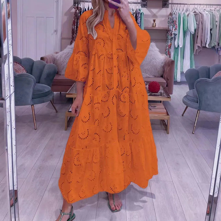 Levoire | Robe longue à décolleté en V pour femmes de style français
