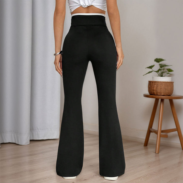 Pantalons de yoga évasés pour femmes avec taille haute et détails de surpiqûres élégants Levoire