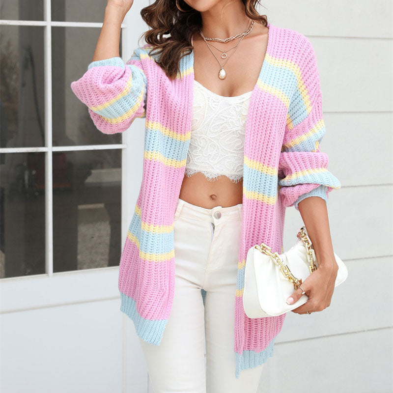 Levoire | Gilet Femmes Rayé Coloré Long