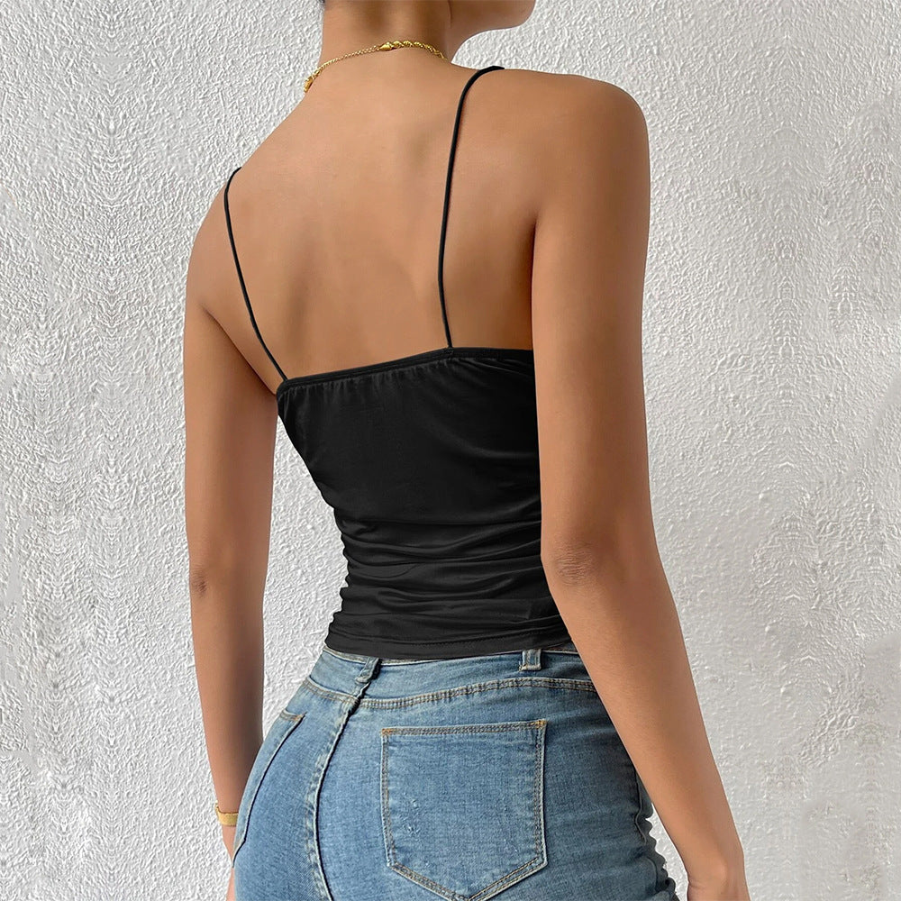 Top ajusté pour femmes avec décolleté en V et fronces Levoire