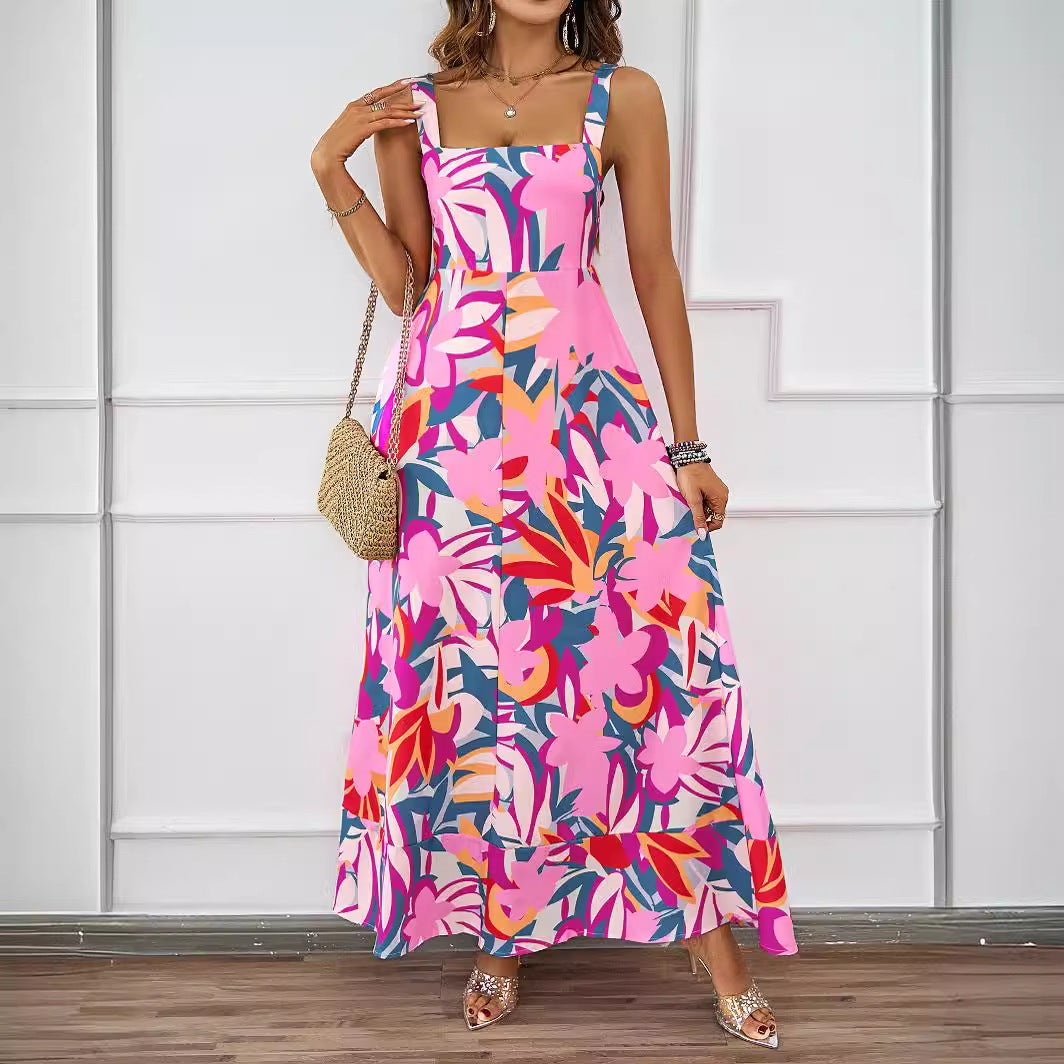 Robe maxi femme avec design floral et bretelles sophistiquées Levoire