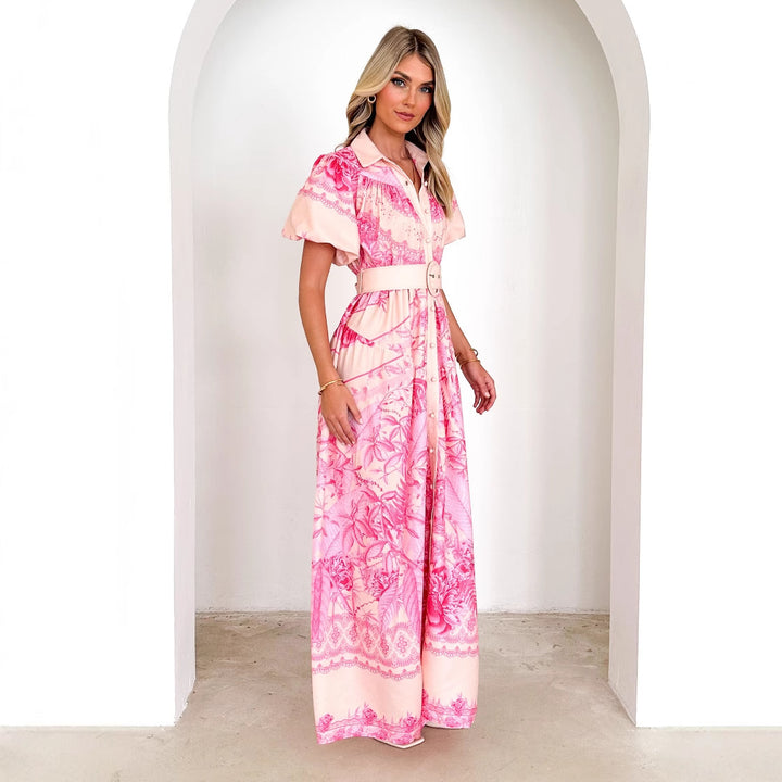 Robe maxi femme avec motif floral et ceinture à la taille Levoire