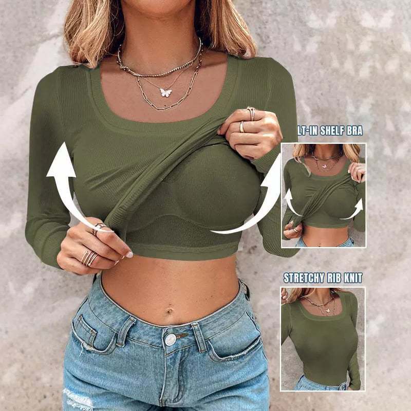 Chemise à manches longues cropped pour femmes avec débardeur intégré Levoire