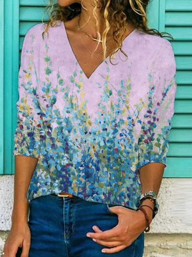 Levoire | Rento Print V-col Vêtements à manches longues T-shirt 11