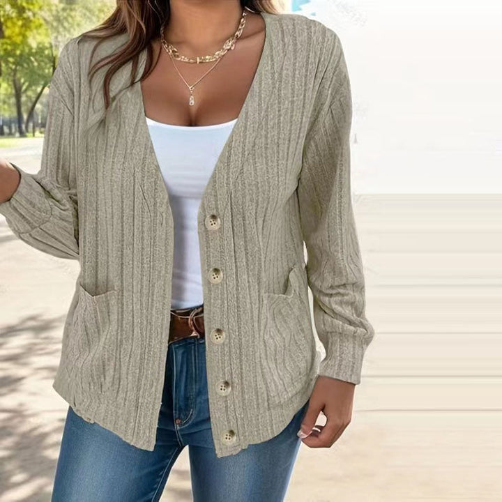 Levoire | Femmes Décontracté Printemps Tricoté Gilet Khaki