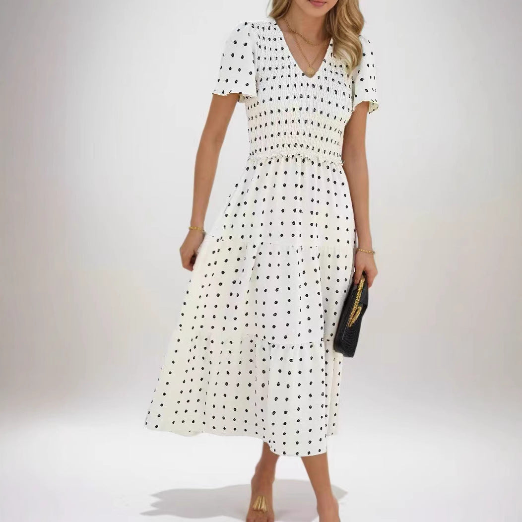 Robe midi femme avec taille élastique et détails volantés Levoire