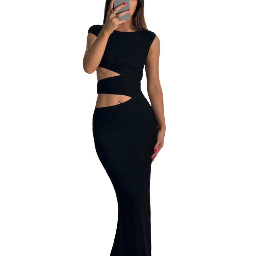 Robe maxi ajustée pour femmes avec design à découpe asymétrique Levoire