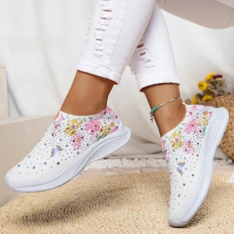 Levoire | Baskets Slip On Confortables Avec Motif Papillon Pour Femmes Blanc