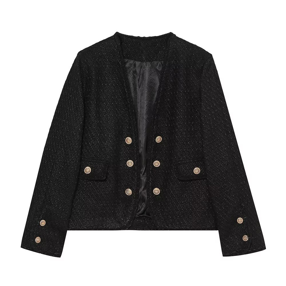 Levoire | Veste chic avec structure de boutons et jupe courte Débardeur noir A3
