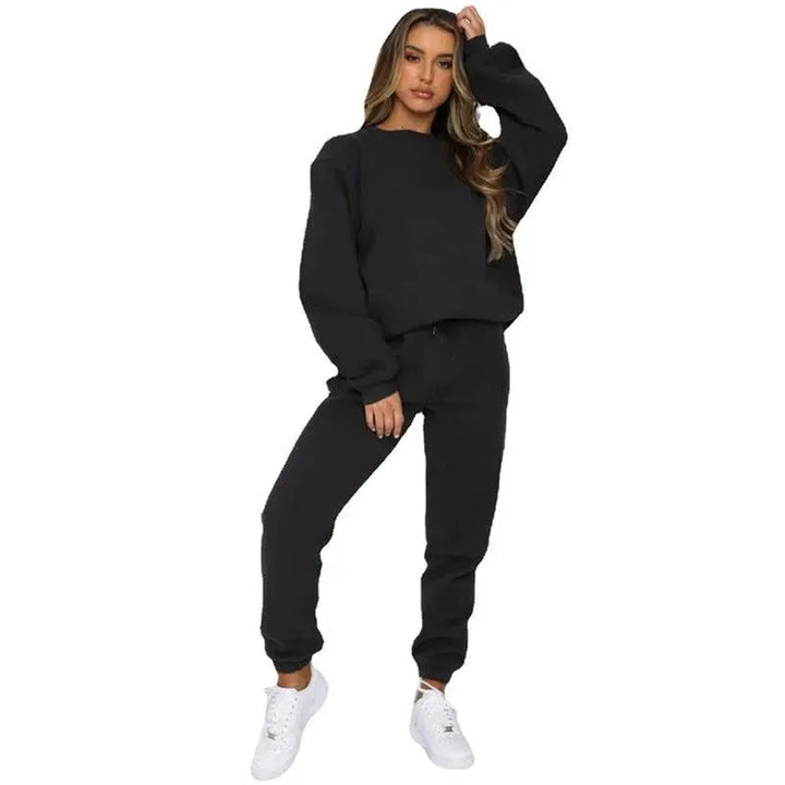 Levoire | Ensemble décontracté et à la mode avec un col rond fixe pour femmes Noir