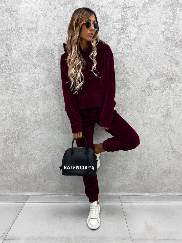 Levoire | Sweatshirt Sport Pantalons Longs Ensemble Deux-pièces Bordeaux