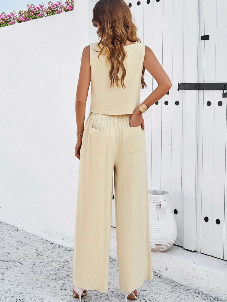 Levoire | Ensemble Top Sans Bretelles À Deux Pièces Et Pantalons Amples