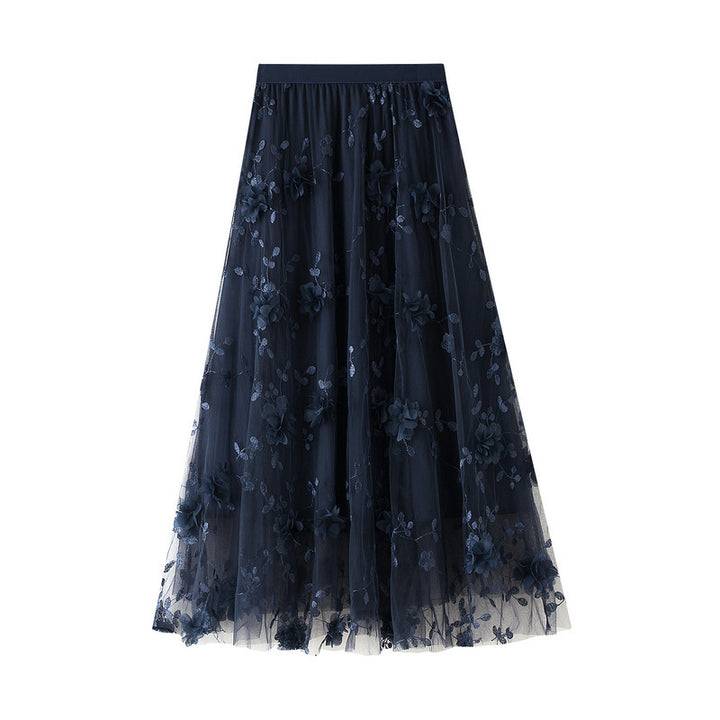 Jupon en tulle pour femmes avec des détails de broderie florale et une taille élastique Levoire