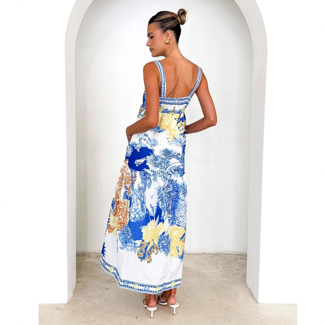 Robe maxi pour femme avec un magnifique design floral et des bretelles étroites Levoire