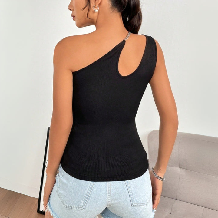 Body asymétrique pour femmes avec décolleté délicat et détail en chaîne Levoire