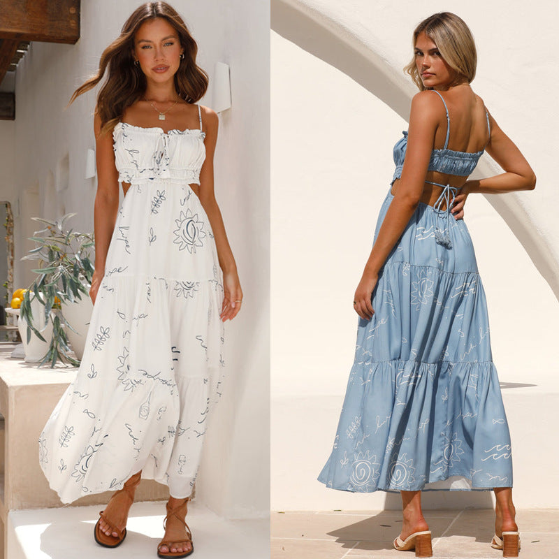 Robe maxi pour femmes avec bretelles réglables et corsage élastique Levoire
