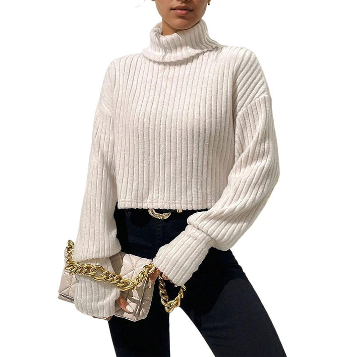 Sweat cropped pour femmes avec col montant et texture côtelée fine Levoire