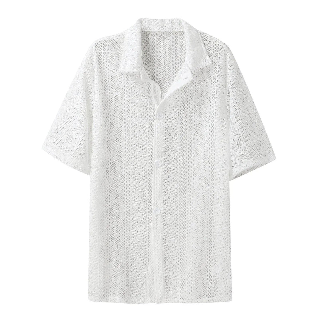 Levoire | Chemise en dentelle transparente à manches 3/4 unie Blanc
