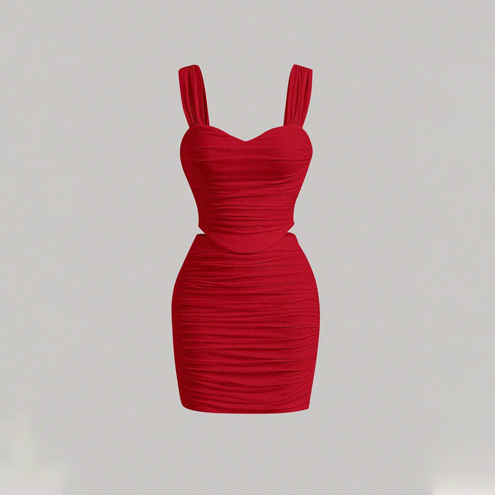 Robe mini ajustée femme avec détails en volants et décolleté en cœur profond Levoire
