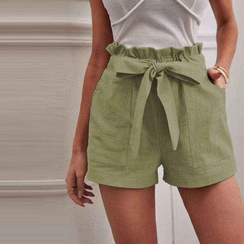 Levoire | Short Décontracté De Couleur Unie Vert Armée