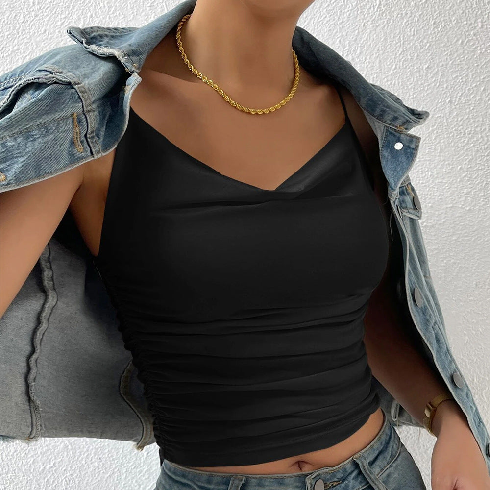 T-shirt ajusté pour femmes avec décolleté en V et fronces Levoire