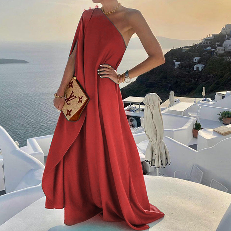 Levoire | Robe à une épaule Temperamentti Été Robe unie